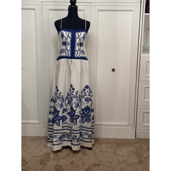 FARM RIO Blu Maxi Dress Blue White - Picture 2 of 6